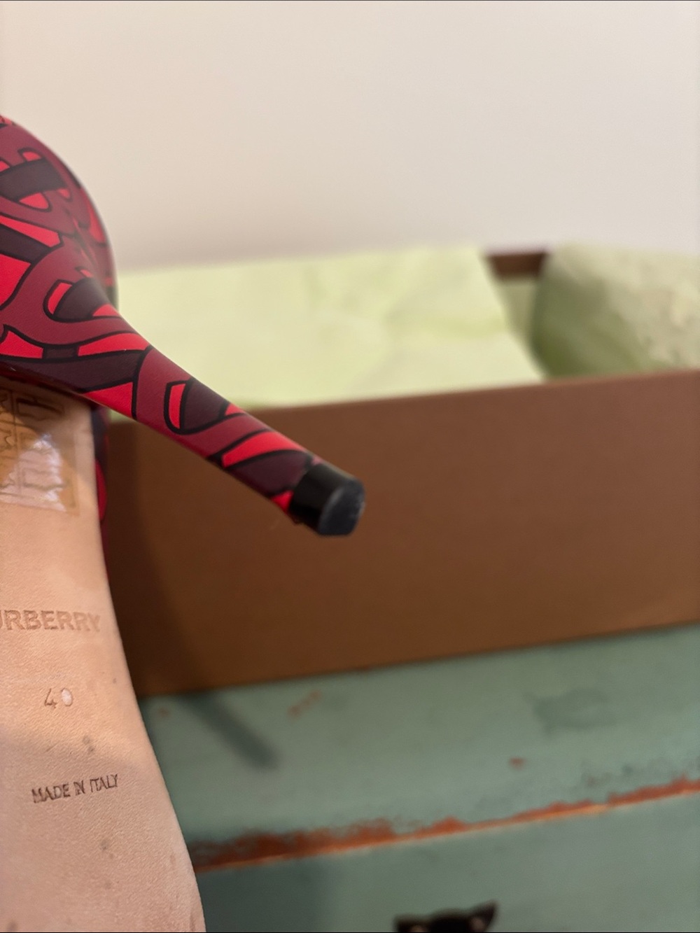 Burberry Red Logo Ankle-Strap Pumps - Women's High Heel - Picture 13 of 15